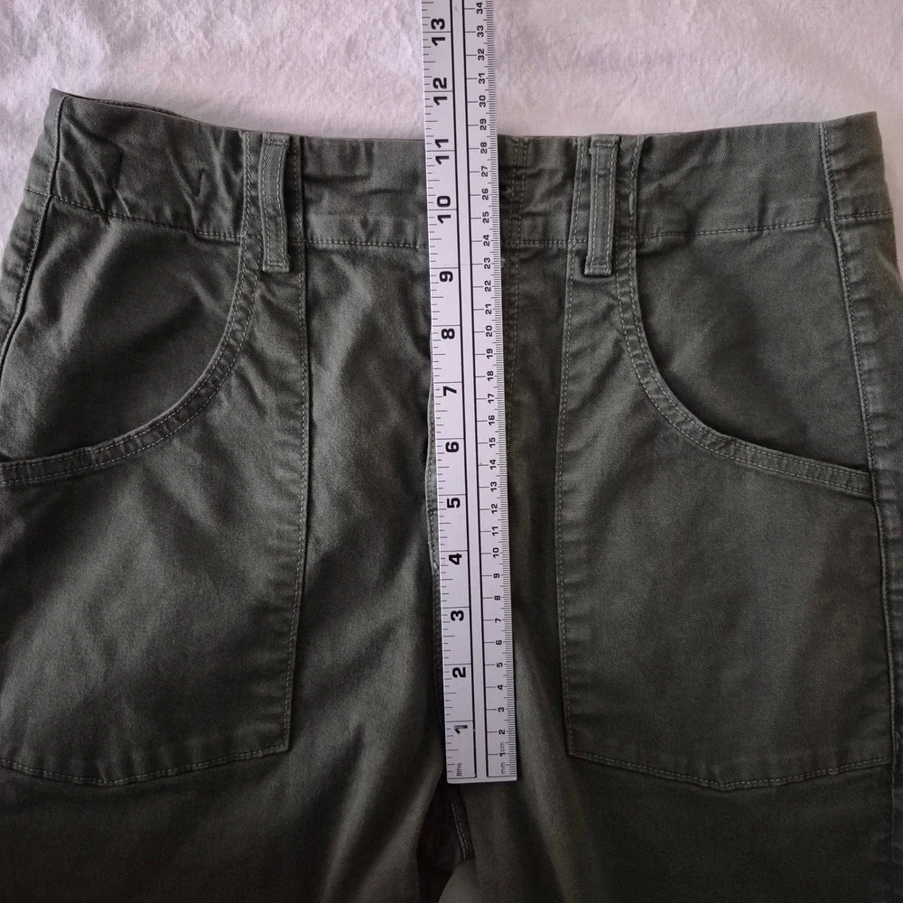 Veronica Beard Arya Straight High Rise Pants Army Green Button Fly Size 27/4 - Picture 9 of 11